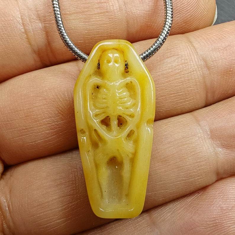 Yak Bone Carved Skeleton Pendant,32mm - Tibetan Buddhist art, view 6