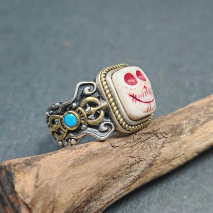 Silver Ring - Tibetan Buddhist art, close-up detail