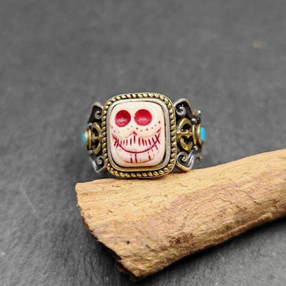 Silver Ring - Tibetan Buddhist art, front view