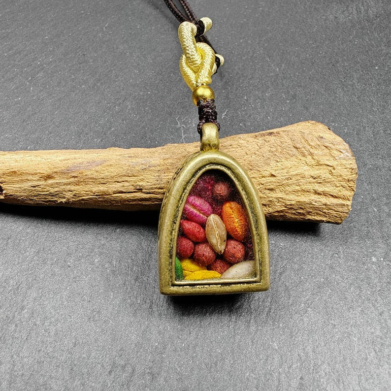 Handmade Gau Ghau Shrine, Mini Altar Amulet Pendant - Tibetan Buddhist amulet, detailed view