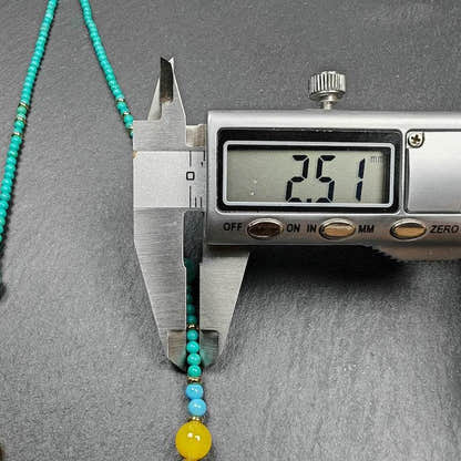 Turquoise Citipati Skull Protective Necklace,23cm Length - Tibetan Buddhist bead necklace, size reference