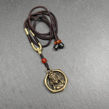 Double Faced Drashi Lhamo Amulet,Zashi Lhamo Pendant - Tibetan Buddhist amulet, view 4