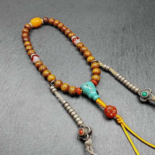 Wrist Mala - 7.5mm Old Lotus Seed Beads