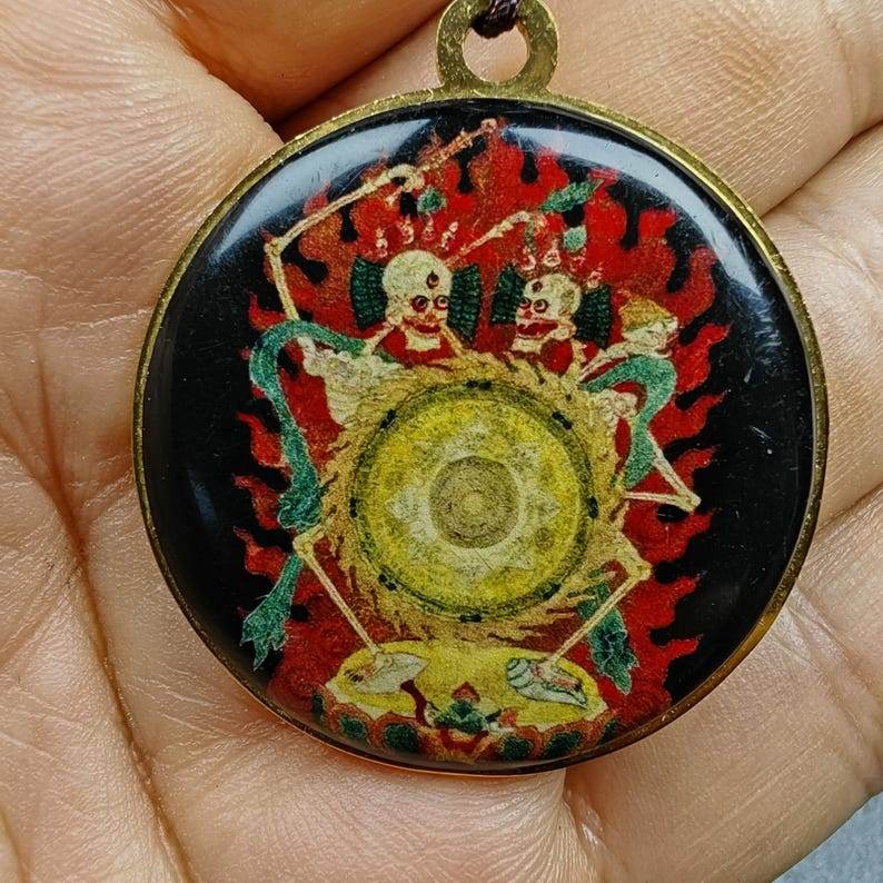Double Sided Citipati Skull Pendant - Gandhanra-ART