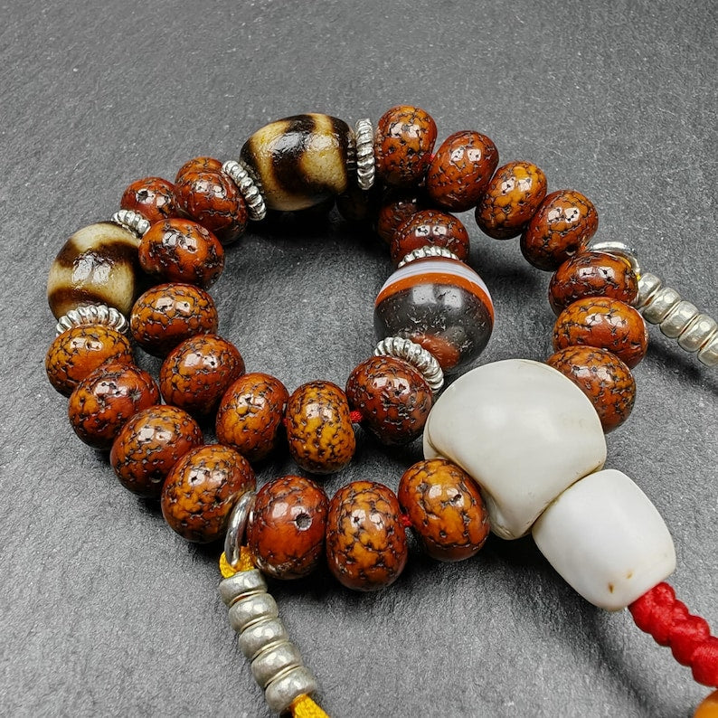 10mm Old Lotus Seed Beads Wrist Mala