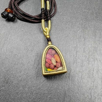 Handmade Gau Ghau Shrine, Mini Altar Amulet Pendant - Tibetan Buddhist amulet, front view