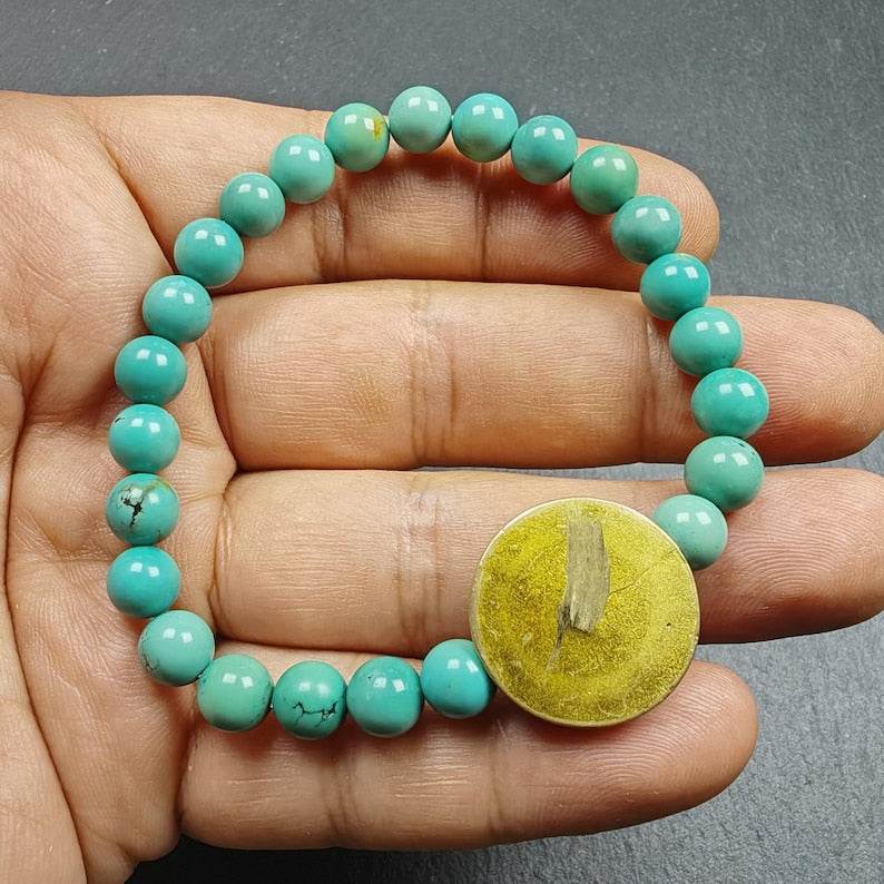7mm TURQUOISE Gemstones TIBETAN BRACELET - Tibetan Buddhist art, view 7