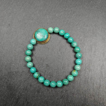 7mm TURQUOISE Gemstones TIBETAN BRACELET - Tibetan Buddhist art, view 4