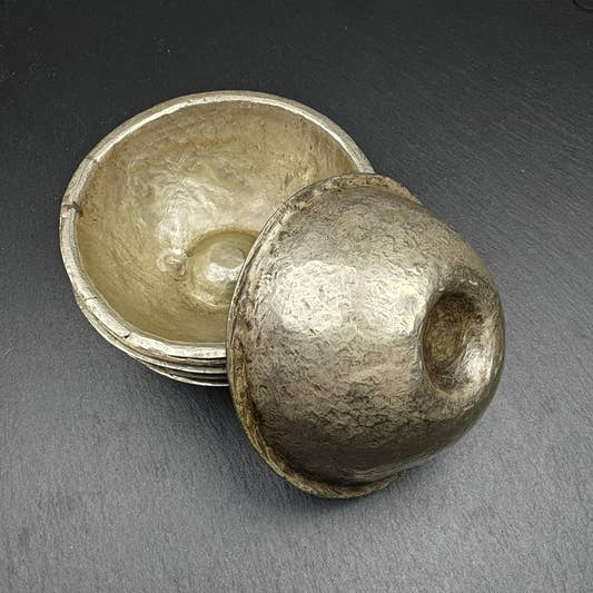 Old Silver Water Offering Bowls,87 - Tibetan Buddhist art, front view