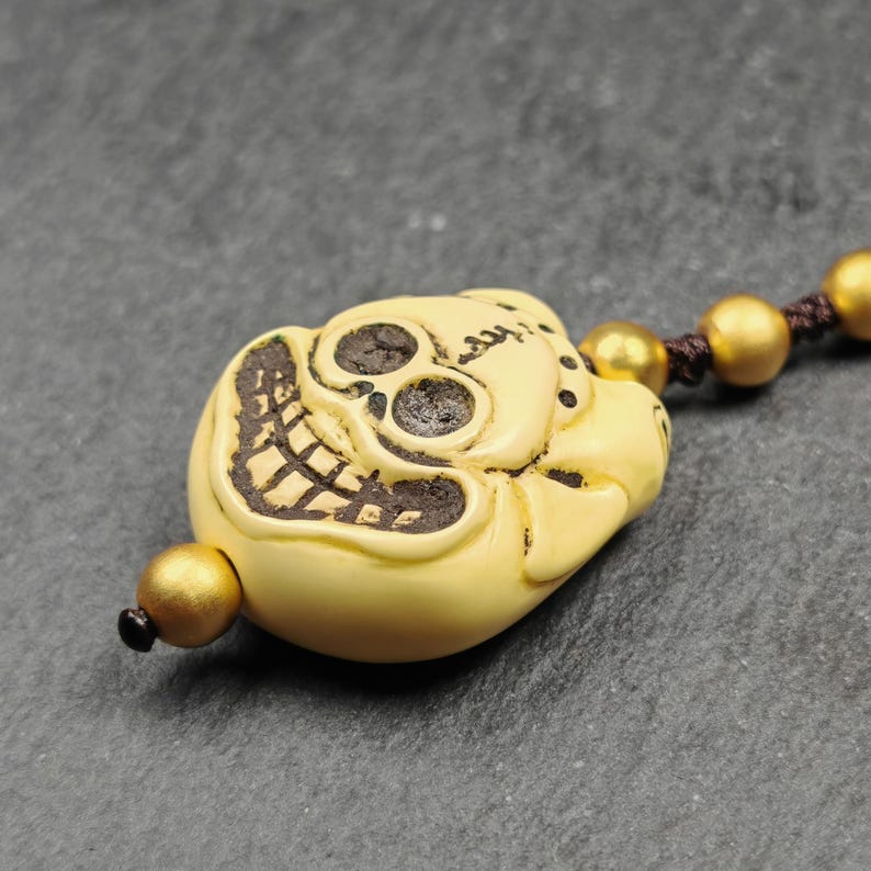 Tibetan Amulet,Citipati Skull Pendant,Made of Celluloid - Tibetan Buddhist amulet, view 5