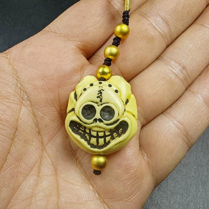 Tibetan Amulet,Citipati Skull Pendant,Made of Celluloid - Tibetan Buddhist amulet, view 7
