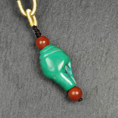 Shankha Amulet,Turquoise Conch Shell Pendant,25 - Tibetan Buddhist amulet, detailed view