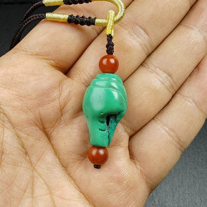 Shankha Amulet,Turquoise Conch Shell Pendant,25 - Tibetan Buddhist amulet, view 6