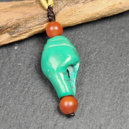 Shankha Amulet,Turquoise Conch Shell Pendant,25 - Tibetan Buddhist amulet, view 4