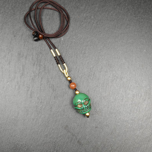 Old Turquoise Tibetan Citipai Skull Master Amulet,23×20mm