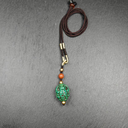 Old Turquoise Tibetan Scorpion Amulet, 23 - Tibetan Buddhist amulet, detailed view