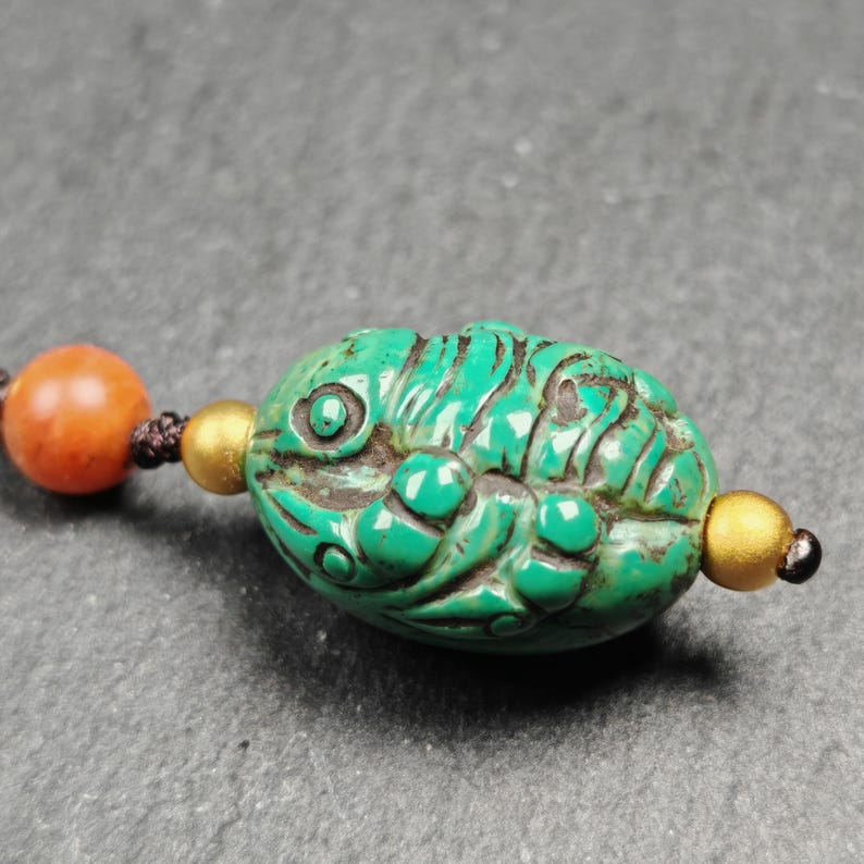 Old Turquoise Tibetan Scorpion Amulet, 23 - Tibetan Buddhist amulet, view 5