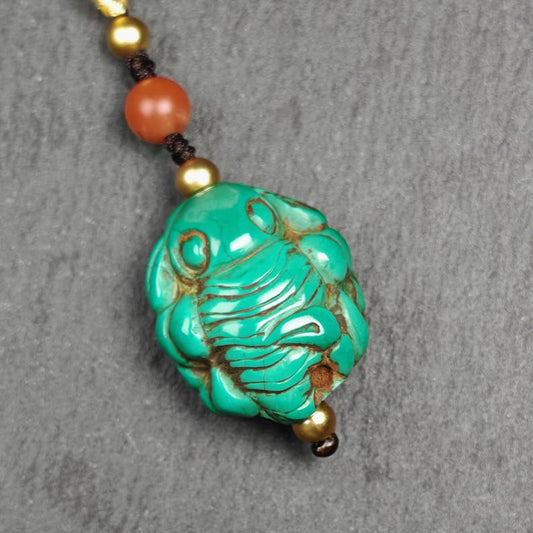 Old Turquoise Tibetan Scorpion Amulet, 27×23mm