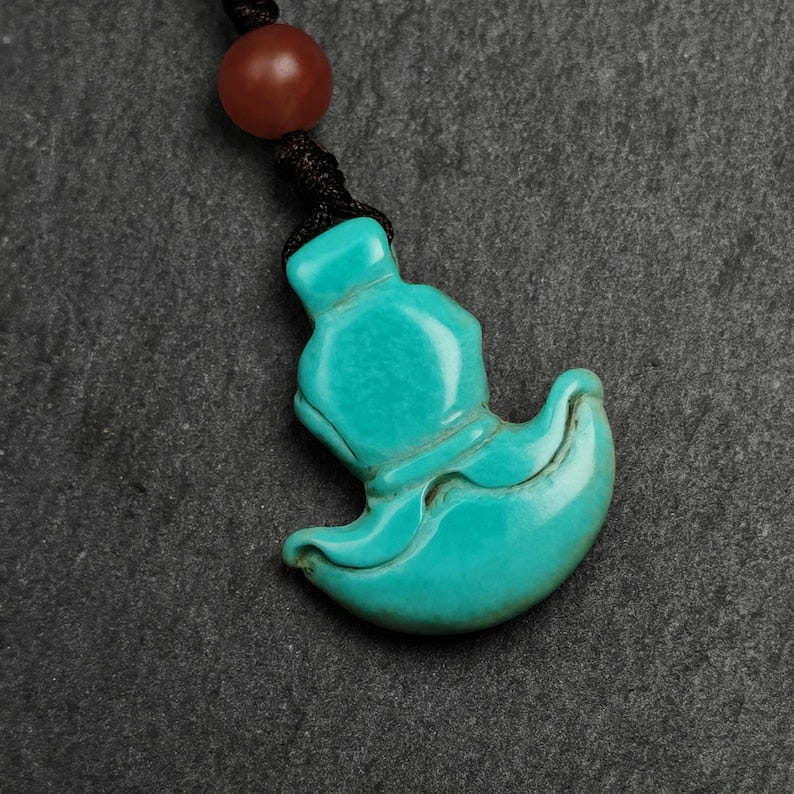 Old Turquoise Kartika Amulet, Knife of the Dakinis,25 - Tibetan Buddhist amulet, close-up detail
