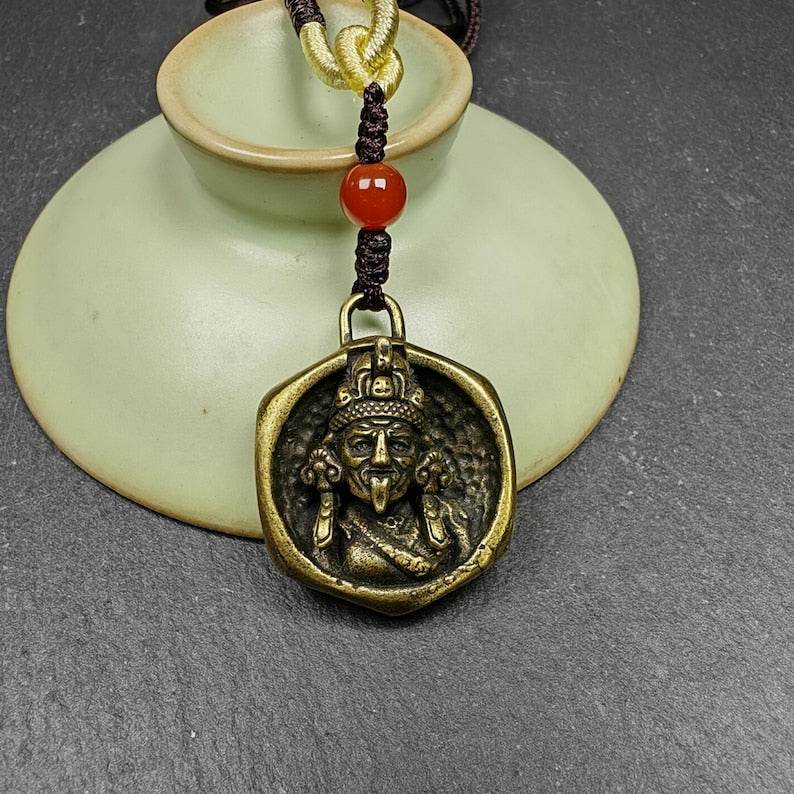 Double Faced Drashi Lhamo Amulet,Zashi Lhamo Pendant - Tibetan Buddhist amulet, view 5