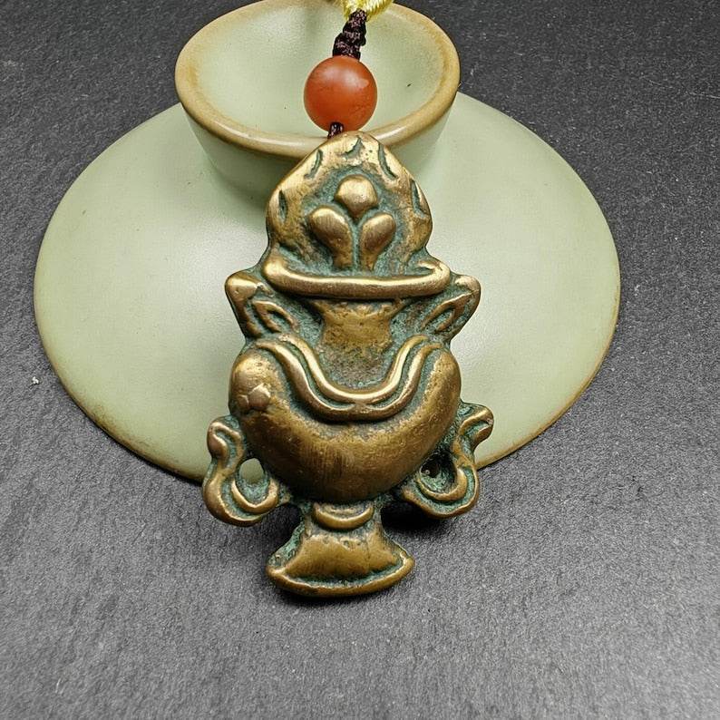 Lima Brass Amulet,Treasure Vase Badge - Gandhanra-ART