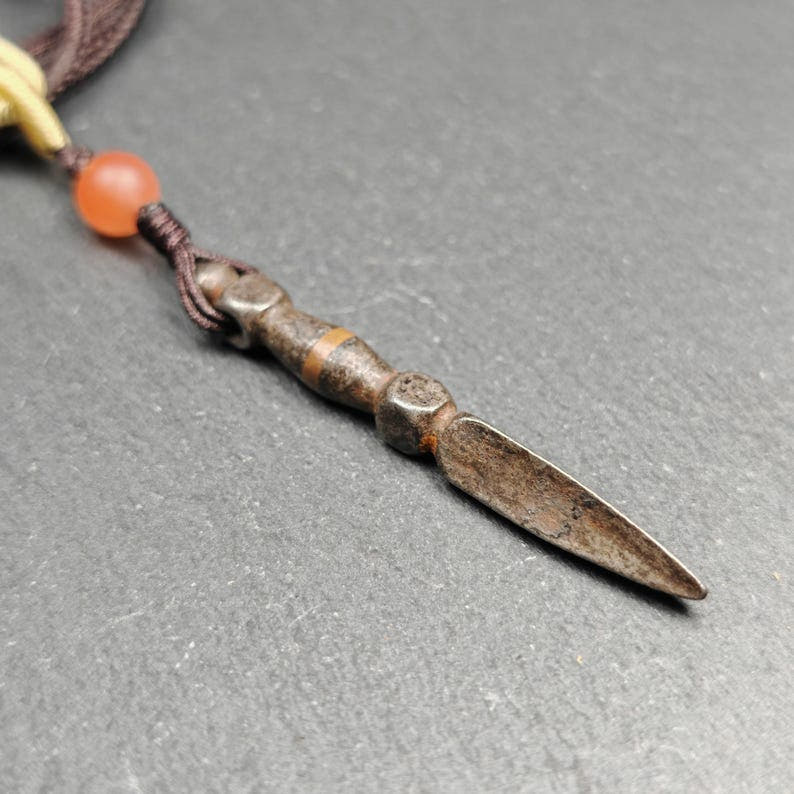 Old Tibetan Phurba Amulet,Kila - Dorje Phurba,40 Years Old - Tibetan Buddhist amulet, front view
