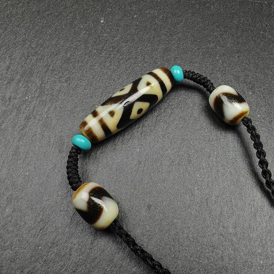 Vajra 3 Eyes Dzi Bead Necklace 36*12mm