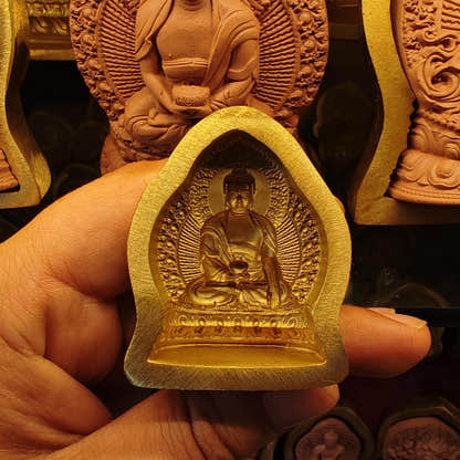 Shakyamuni Tsa Tsa Mold - Tibetan tsa tsa mold, detailed view
