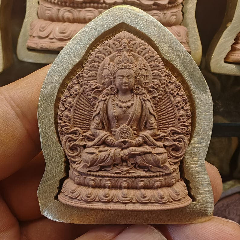 Vairocana Buddha Tsa Tsa Mold - Tibetan tsa tsa mold, front view
