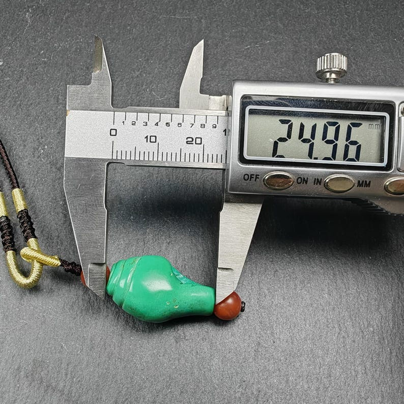 Shankha Amulet,Turquoise Conch Shell Pendant,25 - Tibetan Buddhist amulet, size reference