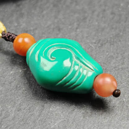 Shankha Amulet,Hand Carved Turquoise Conch Shell Pendant,25 - Tibetan Buddhist amulet, view 7