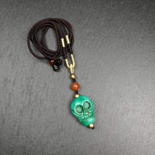 Turquoise Citipai Skull Master Amulet, 25×21mm