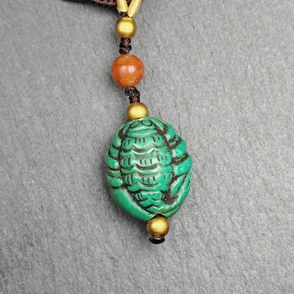 Old Turquoise Tibetan Scorpion Amulet,21 - Tibetan Buddhist amulet, front view