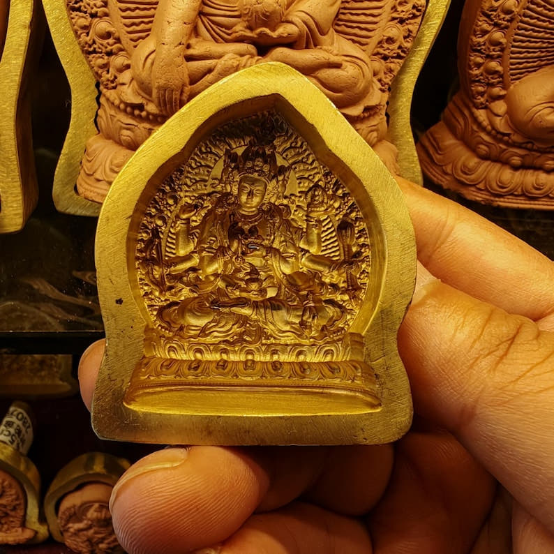Ushnishavijaya Tsa Tsa Mold - Tibetan tsa tsa mold, detailed view