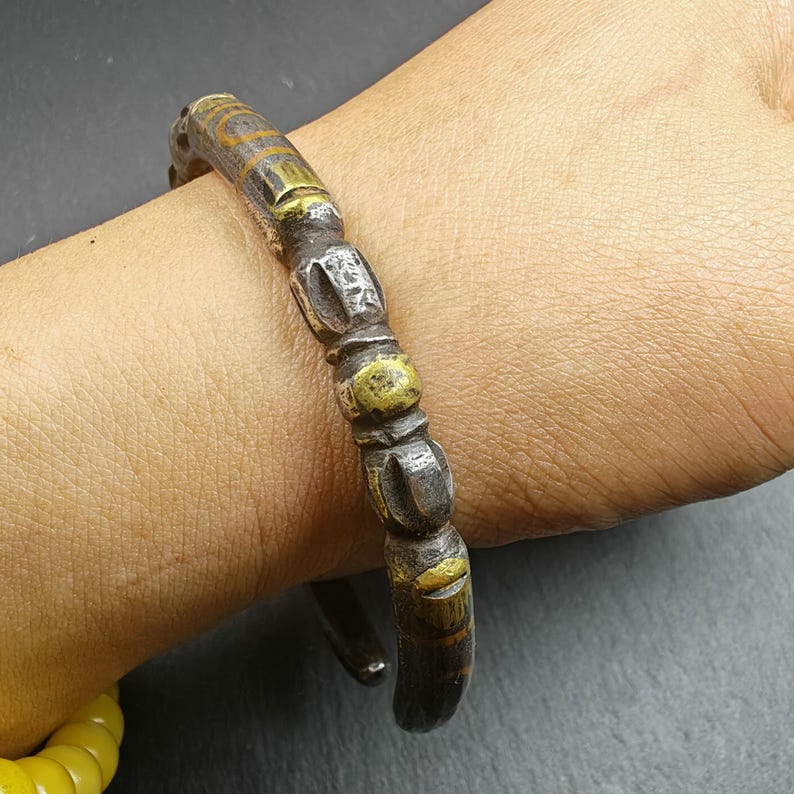 Tibetan Vajra Bangle,Cold Iron Cuff Bracelet - Tibetan Buddhist vajra, view 5