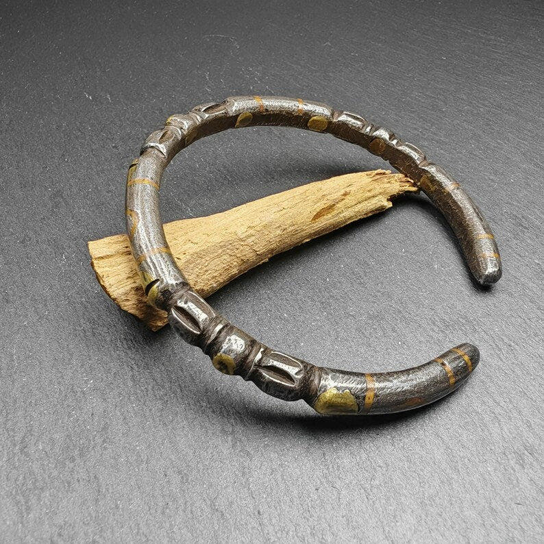 Tibetan Vajra Bangle,Cold Iron Cuff Bracelet - Tibetan Buddhist vajra, view 8