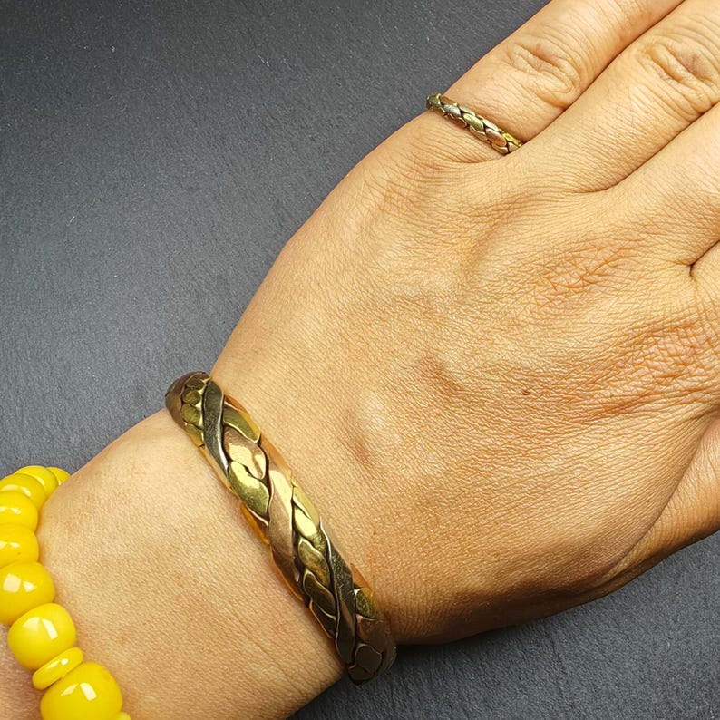 Tibetan Jewelry, Cuff Bracelet + Ring,Made of Bronze,Copper,Brass - Tibetan Buddhist art, view 8
