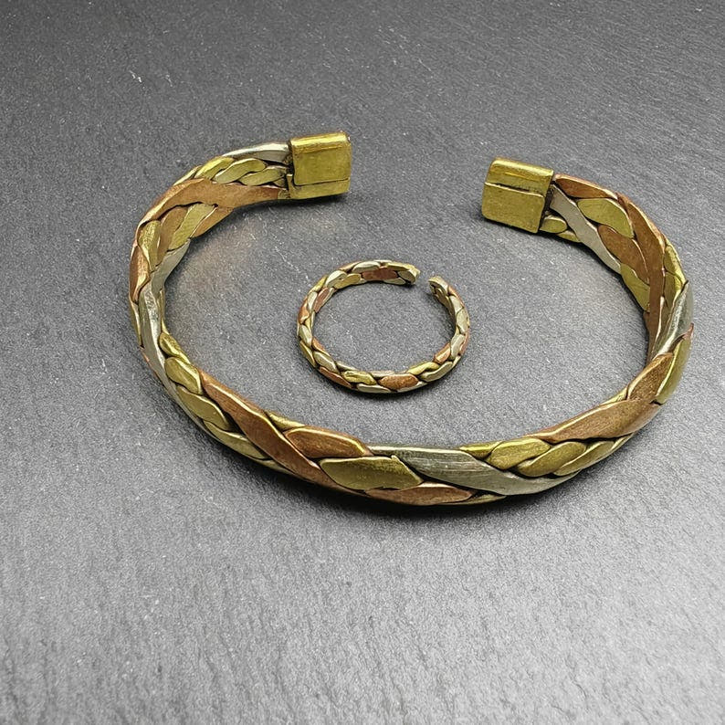 Tibetan Jewelry, Cuff Bracelet + Ring,Made of Bronze,Copper,Brass - Tibetan Buddhist art, view 4