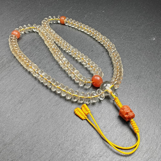 Old Tibetan Crystal Necklace Mala,Disk Type Prayer Beads