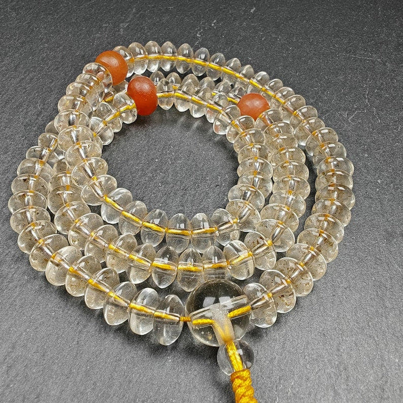 Old Tibetan Crystal Necklace Mala,Disk Type Prayer Beads - Tibetan Buddhist mala beads, view 4