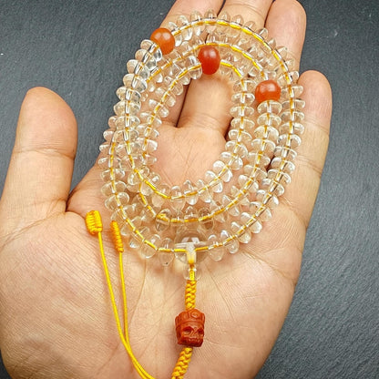 Old Tibetan Crystal Necklace Mala,Disk Type Prayer Beads