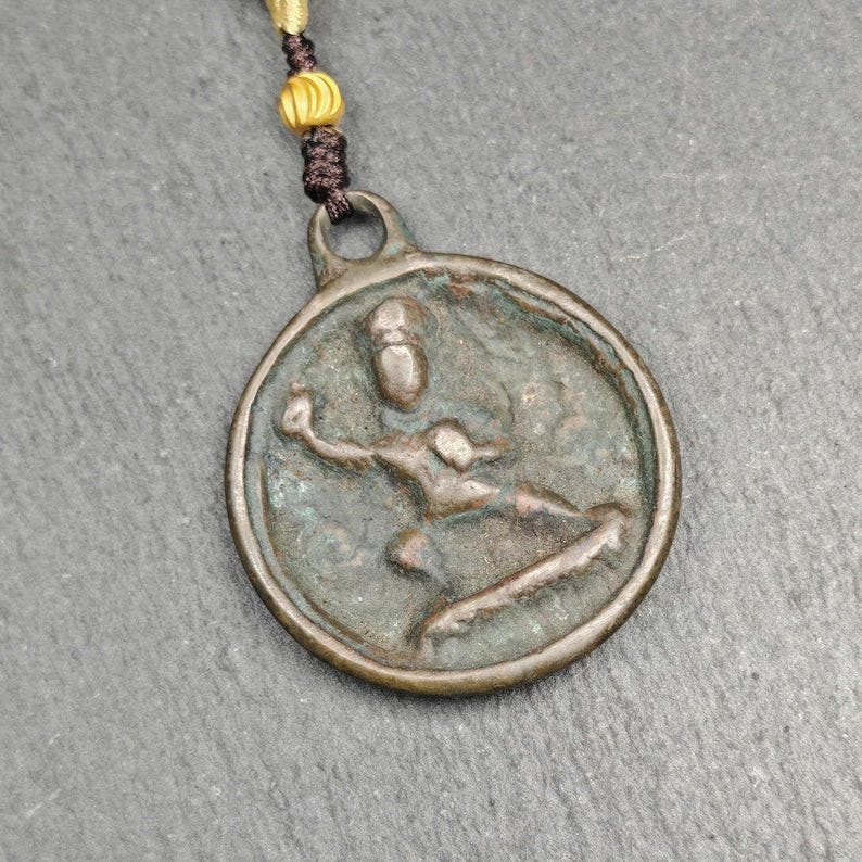 Handmade Thokcha Vajrapani Amulet Badge - Tibetan Buddhist amulet, detailed view