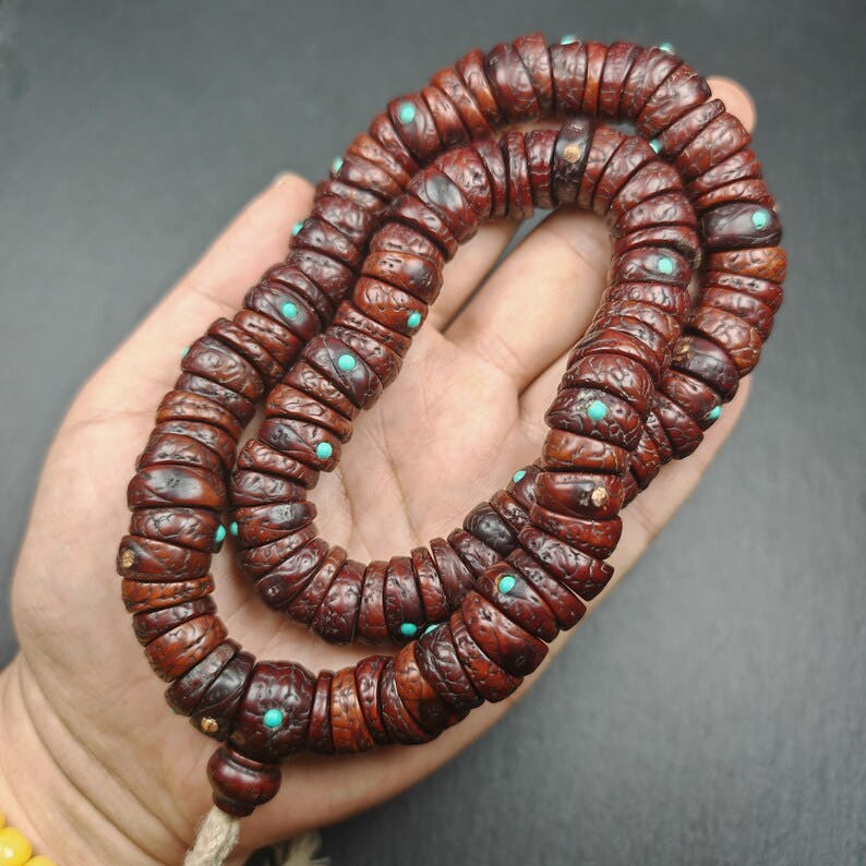 Old 108 Bodhi Seed Beads Mala,Hand Hold 16mm Prayer Beads - Tibetan Buddhist mala beads, view 7