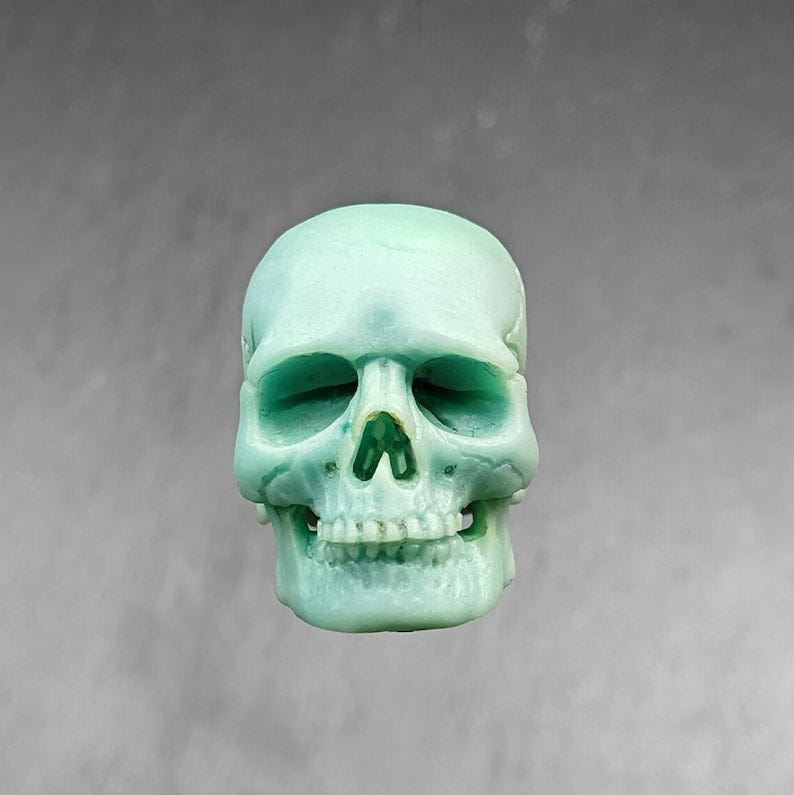 Authentic Turquoise Citipati Skull Bead,15*13*11mm - Tibetan Buddhist art, front view