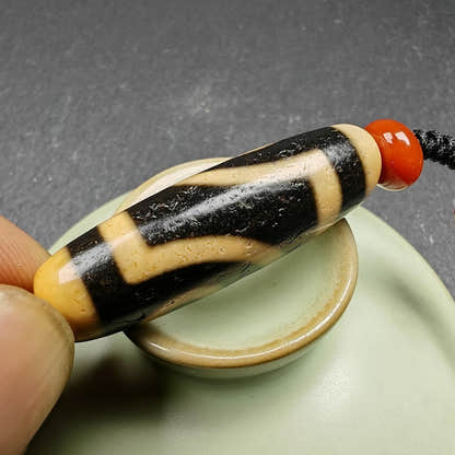 2 Eyes Dzi Bead Necklace - Tibetan Buddhist bead necklace, view 6