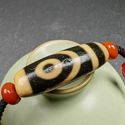2 Eyes Dzi Bead Necklace - Tibetan Buddhist bead necklace, view 7