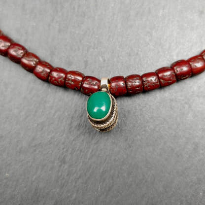 Turquoise Counter Clip - Tibetan Buddhist mala beads, front view