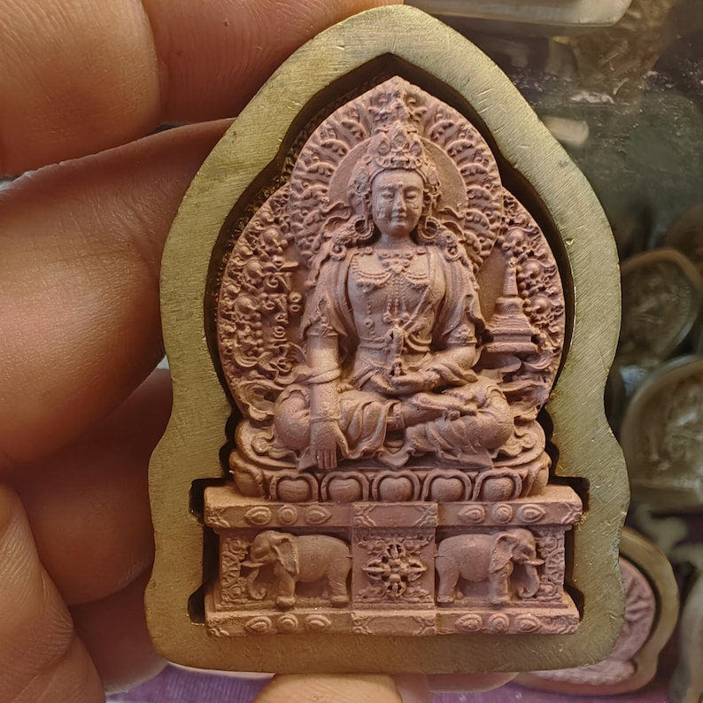 Akshobhya Enthroned Tsa Tsa Mold - Tibetan tsa tsa mold, front view