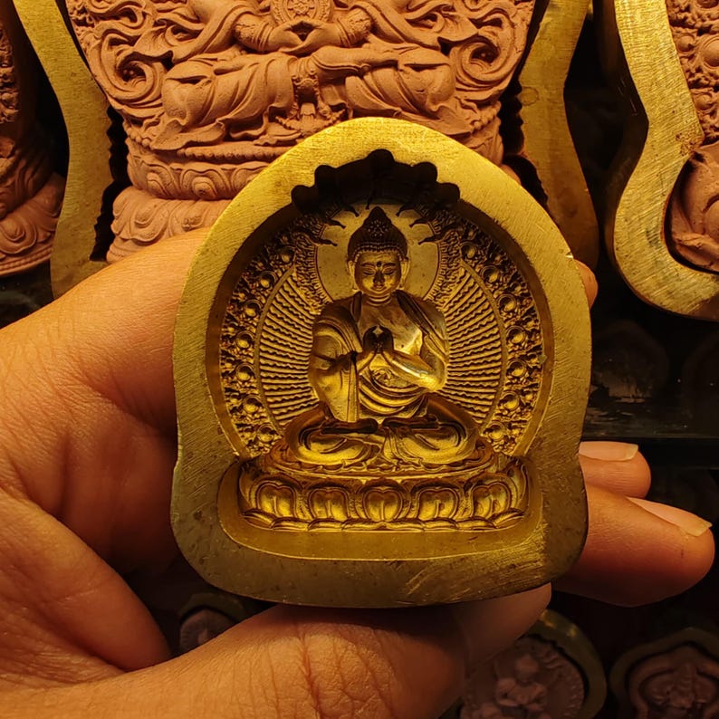 Nagaraja Buddha - Dragon King Tsa Tsa Mold - Tibetan tsa tsa mold, detailed view