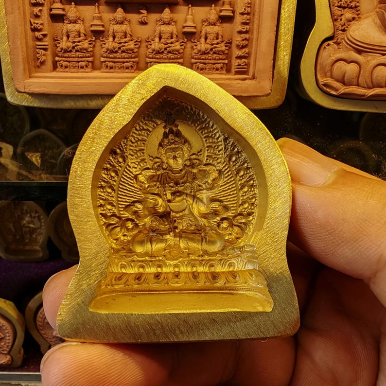 Vajrasattva Tsa Tsa Mold - Tibetan tsa tsa mold, detailed view
